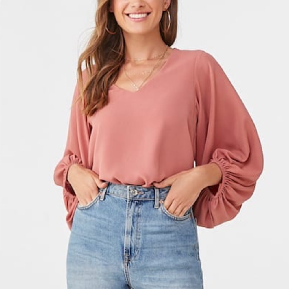 Crepe Balloon Sleeve Top